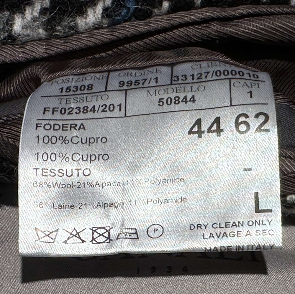 CANALI Wool Tweed Overcoat - Black/White/Blue - Picture 6 of 7